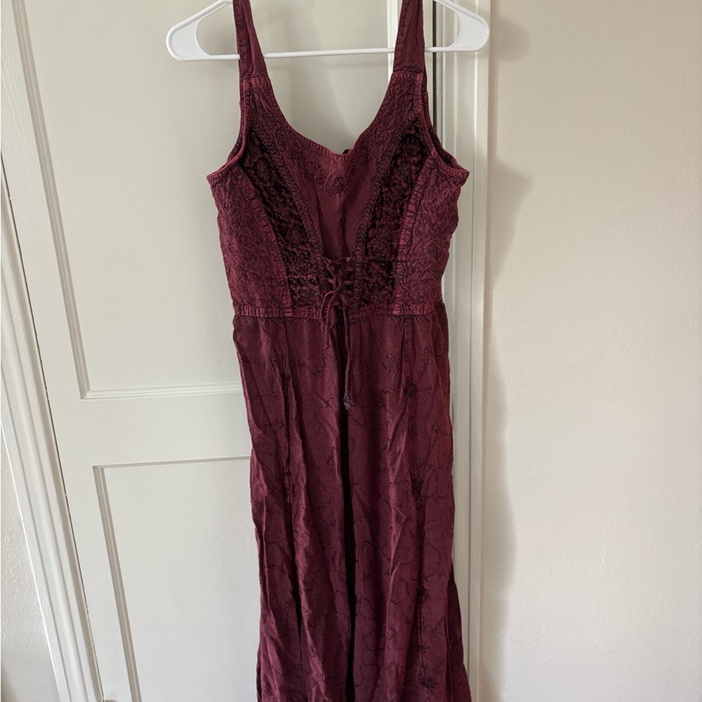 Burgundy Lace Midi Dress